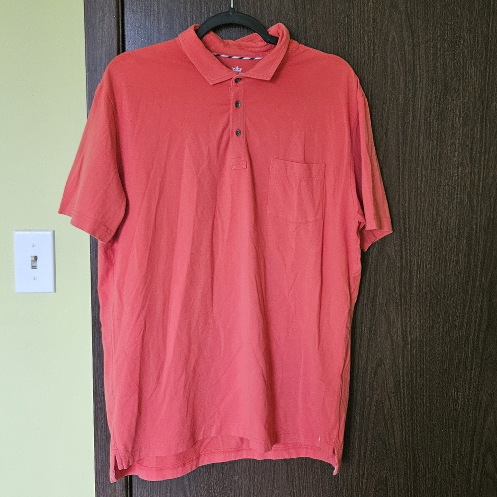 Peter Millar Men's Seaside Wash Solid Color Orange Polo Size Large Preppy Golf